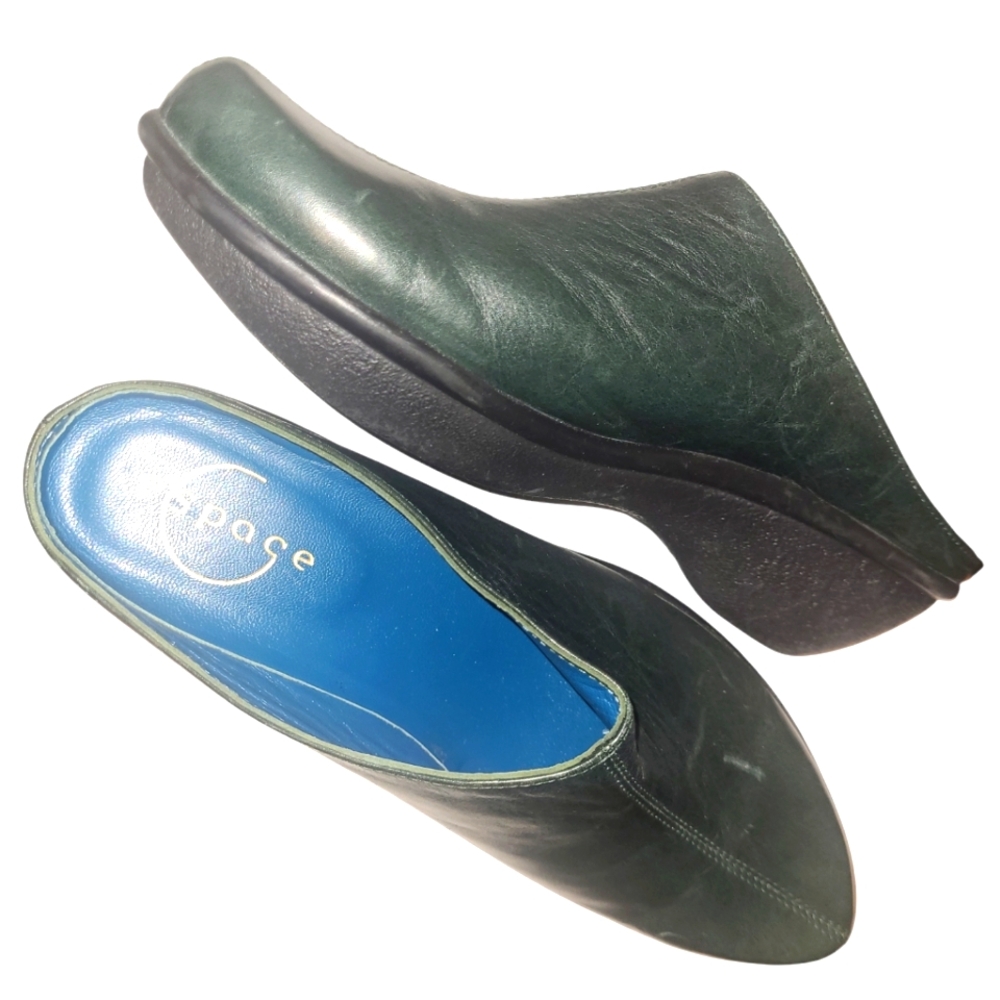 ESPACE by Robert Clergerie pine green leather clog shoes